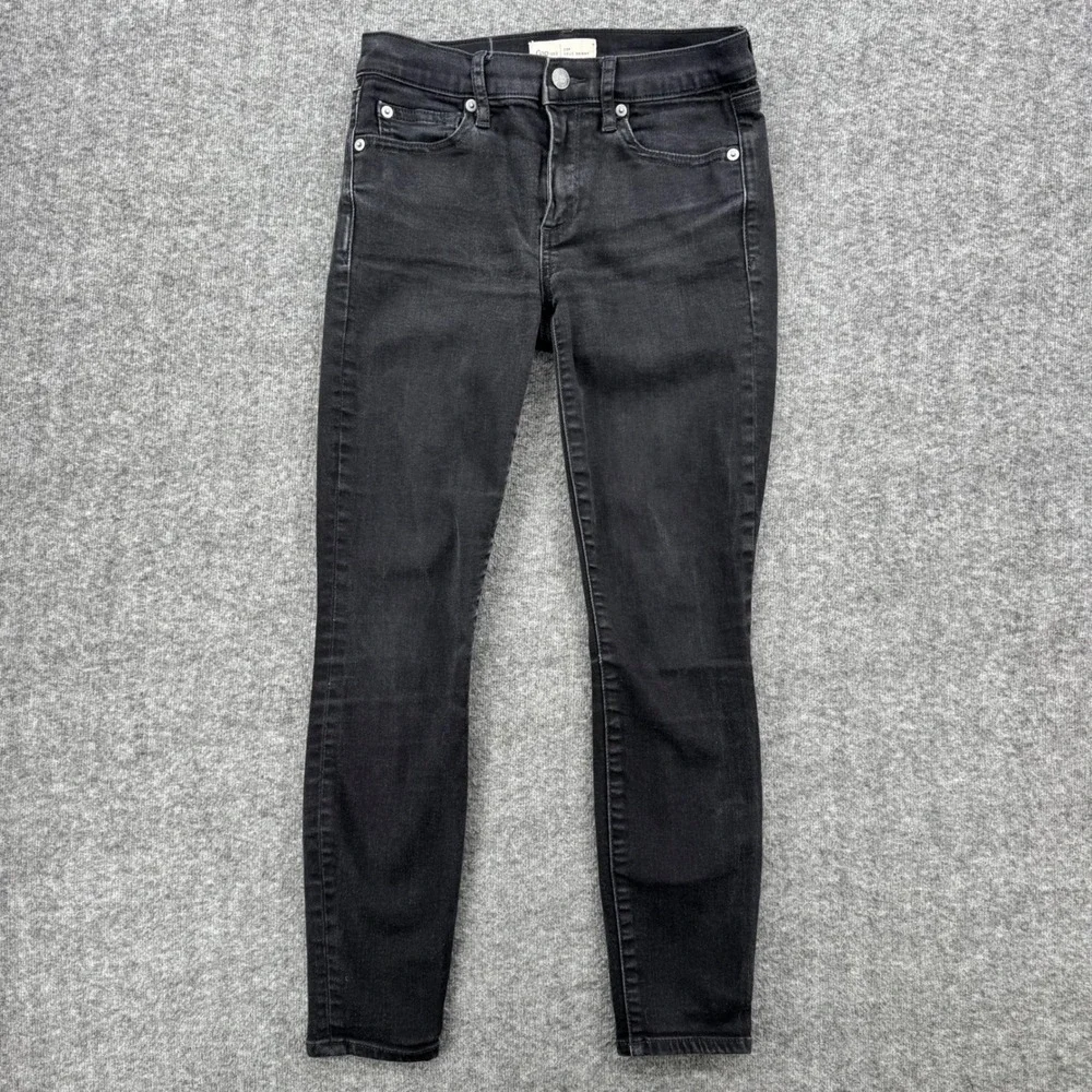 Gap 1969 True Skinny Jeans Womens 26P Faded Black Mid Rise Denim Pants Crop